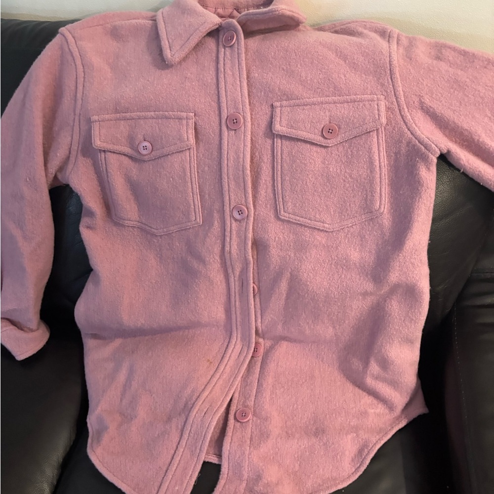 Women's Pink Button Down Shirt Jacket